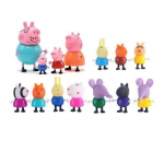 Peppa Sea pere ja s&otilde;brad Komplekt 14 figuuri Mitmev&auml;rviline + Zenuk&reg; Squishy Mushy Siga Tundlikkust stimuleeriv Stressileevendusm&auml;nguasi 3-5cm Roosa