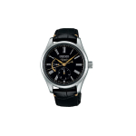 SEIKO Presage seeria 100 meetrit veekindel Automaatne nahkrihmaga meeste k&auml;ekell must sihverplaat SARW013 must