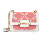 MICHAEL KORS Heather Presb&uuml;oopia Kett Magnetiline Sulgur Kunstnahast Lapitehnika &Otilde;la-Crossbody Kott Mini Naiste Korallpunane punane