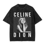 Meeste T-s&auml;rk Celines Dion Pesemise efektiga T-s&auml;rk Streetwear Hip Hop Vintage T-s&auml;rgid T-s&auml;rgid Mehed Naised Puuvill Suvine Top M black
