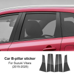 Autoakna B- ja C-piilari kleebised Suzuki Vitara MK4 2015 2016 2017 2018 2019-2025 Uksepiilari liistukate L&auml;ikiv must PC. carbon pattern black