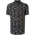 Emporio Armani Ss22 Mustriga Tr&uuml;kitud L&uuml;hikeste Varrukatega S&auml;rk Meeste s&auml;rgid Must 3H1C911NREZF102 M