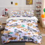 Tuvid toiduga mustriga tr&uuml;kitud tekikoti komplekt 1 tekikott + 2 padjap&uuml;&uuml;ri Mitu suurust Magamistoa voodipesu kaunistus Luksuslikud kingitused EU Twin 135X200cm&set white