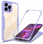 360 t&auml;iskaitsega l&auml;bipaistev telefoni&uuml;mbris iPhone 14 Plus 13 12 11 15 Pro XS Max X jaoks, pehme esikile + tagumine k&otilde;va PC-kaitseraam For iPhone12Pro lilla