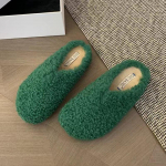 Mules kingad Naiste lamedad karusnahast sussid Vabaaja l&uuml;hikarvalised seemisnahast kingad 2025 trend Uued talvised pl&auml;tud Slingback klipid 35 roheline