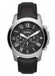 Fossiili kell GRANT FS4812 - Meeste must nahast kronograafkell - Vintage kollektsioon meestele