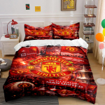 Manchester United voodipesukomplekt Voodipesu Tekikottide komplekt Tekikoti katted Padjap&uuml;&uuml;rid Kodu kaunistus (1 * Tekikott 2 * Padjap&uuml;&uuml;ri, ilma tekita) 135x200cm red