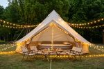 Oxfordi telk perematkamiseks - Avar 3m l&auml;bim&otilde;&otilde;duga Jurt k&uuml;ttekolde avaga, Suured glamping-telgid 3-4 inimesele, 4 hooaja Oxfordi kuumtelgi varjualus Beež beež