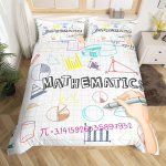 Matemaatilise valemiga tekikate voodipesukomplekt magamistuppa k&uuml;lalistetuppa kolmeosaline 3D digitaaltr&uuml;kiga komplekt EU single 135*200 white