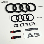 Audi 4R&otilde;ngaga Logo ABS Must Auto Kapoti Esiv&otilde;re Embleem Tagaluugi M&auml;rk A3 Quattro Sline 30TDI Embleem Autotarvikud Glossy black