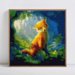 Teemantmaal T&auml;isringi Fox Forest Teemanttikandid Ristpistes Rhinestone 30x30CM