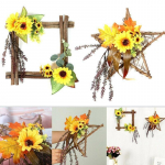 Puidust kunstlik v&otilde;ltsitud p&auml;evalille ripats, v&auml;ljak Viie t&auml;rni vanik p&auml;ikeselillega seinakaunistus kunstlik Five-star