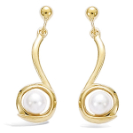 Les Tr&eacute;sors De Lily [H5554] - Boucles plaqu&eacute; or 'Perla' blanc dor&eacute; - 25x9 mm kuld