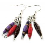 Les Tr&eacute;sors De Lily [N9504] - Boucles d'oreilles artisanales 'New Life' rose violet (fait main) mitmev&auml;rviline