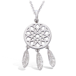 Les Tr&eacute;sors De Lily [P1217] - Pendentif Argent 'Navajos' dreamcatcher- attrape r&ecirc;ves- argent&eacute; (rhodi&eacute;) - 28x15 mm h&otilde;be