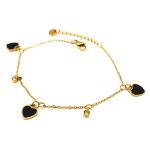 Les Tr&eacute;sors De Lily [Q2431] - Bracelet cr&eacute;ateur Acier 'Love' noir dor&eacute; - coeur 7 mm must