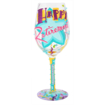 Lolita [Q3387] - k&auml;sitsi valmistatud veiniklaas  Happy Retirement  t&uuml;rkiissinine lilla - 21,5 cm t&uuml;rkiissinine