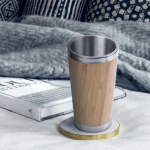 Bambusest kohvitass roostevabast terasest kohvireisikruus lekkekindla kaanega isoleeritud kohvitass Reusa A