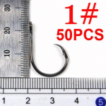 50 tk Ringkonks kalap&uuml;&uuml;giks K&otilde;rge s&uuml;sinikusisaldusega terasest Soltwater Fishhook 1 1/0 2/0 3/0 4/0 5/0 6/0 7/0 8/0 9/0 10/0 Sea Fishhook #1