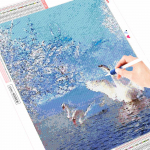 Teemantmaal 5D Talvine Teemanttikandid Ristpistes Luigepilt Rhinestones 20X30CM