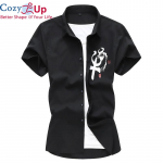 Cozy Up Summer Meeste vabaaja l&uuml;hikeste varrukatega s&auml;rk Uus moodne Hiina stiilis s&auml;rk Meeste br&auml;ndi riided M must