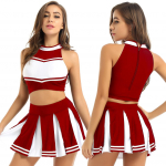 Naiste Koolivorm Cheerleading Riiete Komplekt Seksikad T&uuml;drukud Tantsukost&uuml;&uuml;m Cosplay Kost&uuml;&uuml;mid Topid+Seelik &Uuml;likond S punane