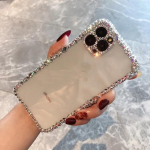 Luksuslik mood Bling Rhinestone Gem teemant Pehme telefoni&uuml;mbris iPhone'ile 16 15 14 13 Pro Max 11 Pro 12 Pro Max Glitter Kaamera kaitsekate Coque iPhone 11 h&otilde;be