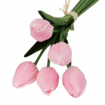 5 tk/komplekti v&otilde;ltslillede sisekujundus, simuleeritud, kergesti hooldatav kunstnahast pikk vars, pehme kunsttulbi pulmatarbed heleroosa v&auml;rv