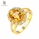 BELLA BOX Luksuslikud Citrine Diamonds Pulmakihlumine Kokteilipidu Naistele S&otilde;rmuste ehted Resizable kollane