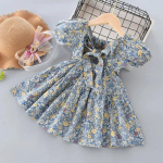 Suvine t&uuml;drukute lilleline kleit lastele Baby Bow l&uuml;hikeste varrukatega printsesskleidid t&uuml;drukutele puuvillased lasteriided 110