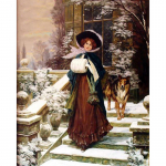 Teemanttikandid 5D DIY Teemantmaaling Naise ja koera teemantmaaling Full Round 20x30CM