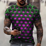 Meeste T-s&auml;rk 3D Prindiga Optical Illusion Plus Size l&uuml;hikeste varrukatega vabaaja topid Pol&uuml;estermoodsad t&auml;navar&otilde;ivad Liialdatud laheda ja &uuml;mara kaelusega 7XL