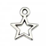 40tk Hollow Star Charms Charms Antiik h&otilde;bedane v&auml;rvi tsingi sulam 12mm