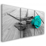 Kolmeosalise pildiga l&otilde;uenditr&uuml;kk Bridge Rose Flower Turquoise 60x40 sinine