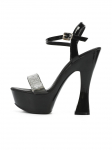 Naiste kingad Mood k&otilde;rge kontsaga &ouml;&ouml;klubi Rhinestone &uuml;hev&auml;rvilised paksud kontsaga sandaalid 10365 seeria 14 cm konts 4 cm platvorm LFD 34 must