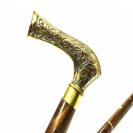 Men's Walking Stick Derby Canes and Wooden Walking Sticks for Men and Women 93.98 cm&nbsp;Brown Ebony Brass T Shape Handle in Natural Wood Golden Tone