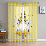 Bee Azalea Retro lillega t&uuml;llkardinad elutoa magamistoa kaunistamiseks Moodne &scaron;ifoonist Sheer Voile k&ouml;&ouml;gi akna kardin 1 PCS W100XH250cm