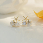 Starfish Shell Pearl Stud k&otilde;rvar&otilde;ngad Lihtne isiksus V&auml;ikesed armsad K&otilde;rvar&otilde;ngad HMM valge