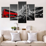 Maastik punane buss Londoni sillal 5 Paneell&otilde;uend Maalimine Plakatid ja tr&uuml;kised Seinapildid Kodukaunistus Elutuba Ilma raamita 20x35cm*2 20x45cm*2 20x55cm*1