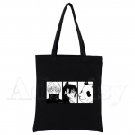 Jujutsu Kaisen naiste k&auml;ekotid riidest l&otilde;uendist kandekott Must ostureisid Naiste &ouml;ko- korduvkasutatavad mustad &otilde;lakotid 24*26cm