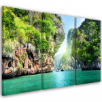 Kolmeosalise pildiga l&otilde;uendiprint Tropical Beach 60x40 t&uuml;rkiissinine