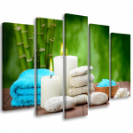 Viieosalise pildiga l&otilde;uenditr&uuml;kk Zen Candle Bamboo Stone 100x70 roheline