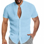 Suures suuruses meeste vaba suvine &uuml;hev&auml;rviline s&auml;rk puuvillane linane rev&auml;&auml;r L&uuml;hikeste varrukatega vabaaja s&auml;rgid Meeste riided M valge