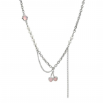 RUI RUI YU Pearl Splicing Pink Cherry kaelakee Summer Sweet Cool Wind Ins Spice Girl Luxury Niche Design Advanced Sense Clavicle Chain.