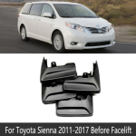for Toyota Sienna XL30 2011 2012 2013 2014 2015 2016 2017 2018 Mudflaps Mudguards Splash Guards Mud Flap Fenders 4Pcs Fit Before Facelift black