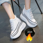 Fujini 10 cm lehm ehtsast nahast naiste kevadised peidetud kontsad, s&uuml;gise pahkluu ja s&auml;&auml;reosa keskosa saapad, platvorm kiil, paksud tossud 35