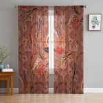 Lilled Abstraktne lootosekunst t&uuml;ll aknakardinad elutuba organza l&otilde;ng l&auml;bipaistev Voile kardin Magamistuba k&ouml;&ouml;k Kodukaunistus kardin W135 x H115cm x1