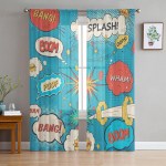 Plahvatus Pilvekunst Abstraktne t&uuml;ll-aknakardinad Elutuba Organza l&otilde;ng L&auml;bipaistev Voile kardin Magamistuba K&ouml;&ouml;k Kodukaunistus Drape W135 x H115cm x1