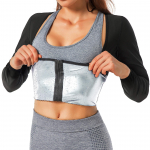 Soojust p&uuml;&uuml;dev saunakost&uuml;&uuml;m naistele pikkade varrukatega saun, higivest salendav kehakujundaja v&ouml;&ouml;koha treenija tee-treeningvormimiss&auml;rk Fitness top jakk 2XL/3XL must/h&otilde;be
