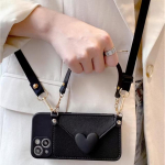 Rahakotikaardi pesa randmepaela pehme silikoon&uuml;mbris iPhone 15 Pro Max Plus 14 Pro Max Plus 3D Love Heart Crossbody kaelapaela telefoni tagakaane kest For IPhone 15 Pro must